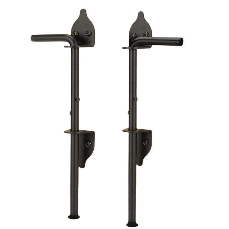 12Inch Heavy Duty Cane Bolt Gate Drop Rod Hardware Ground Latch for Wood PVC Vinyl Metal Fences Gates, Double Doors 2pcs-ABWY