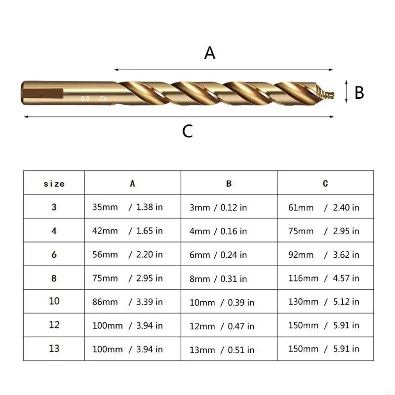A9LA 3/4/6/8/10/12/13mm Bit Bit Bit Bit Bit Bit cho kim loại bằng thép không gỉ bằng kim loại bằng kim loại bằng kim loại bằng