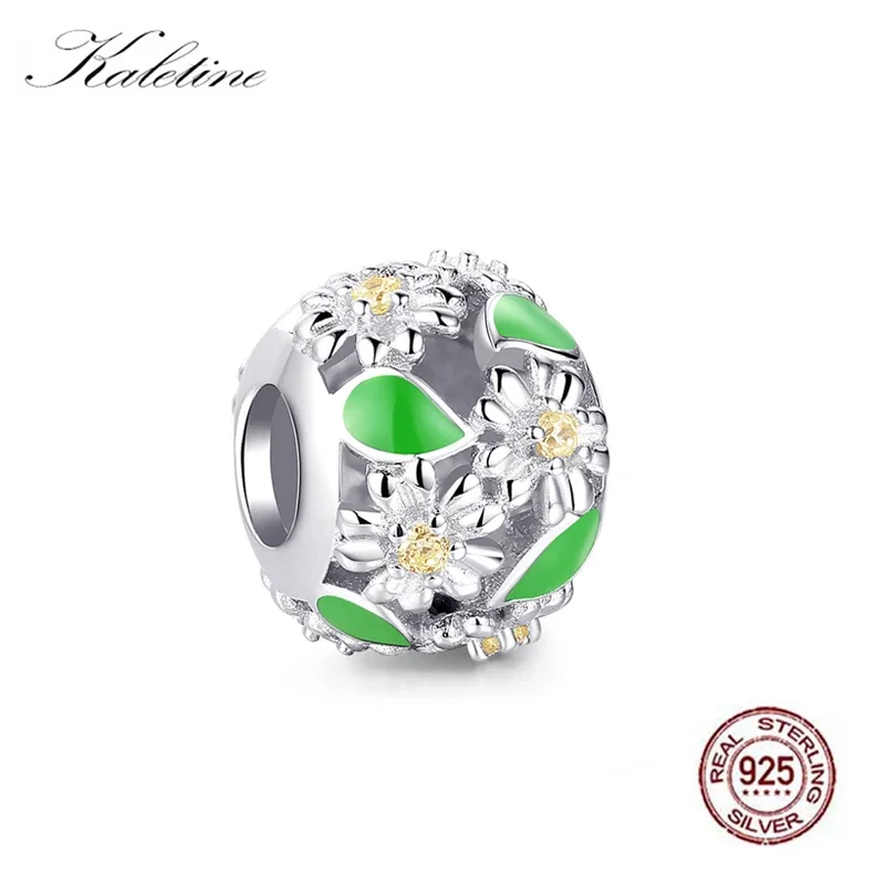 KALETINE Good Luck Original 925 Sterling Silver Flower Eropean Beads Fashion Jewelry Womens Accessories Charms Bracelet