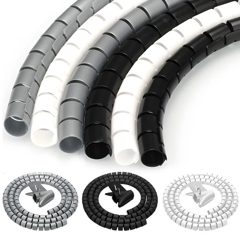 1PC 3meters Cable Wire Protector Cable Organizer Management Pipe Flexible Wire Wrap Line Coiled Tube Office Cord Sleeve Cover