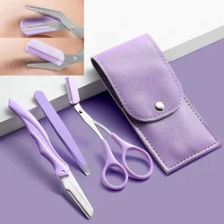 Karsyngirl 1/2/3/4Pcs Stainless Steel Eyebrow Trimmer Folding Eyebrow Trimming Suit Eyebrow Clipper Comb Tweezers Makeup Tools