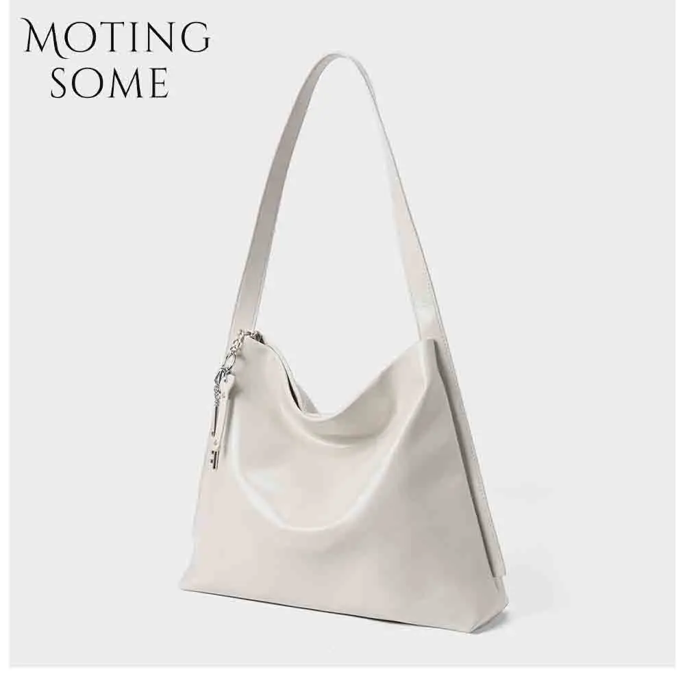 Motingsome Fashion Simply Woman Bag High Quality Oil Wax Cow Leather Large Capacity Shoulder Handbag and Purses Casual Tote 2024