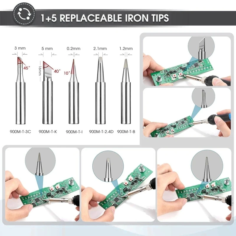90W Electronic Soldering Iron With Auto Sleep 15s Fast Heating Digital Adjustment Temp Home SMD Repair Rework Welding Tools