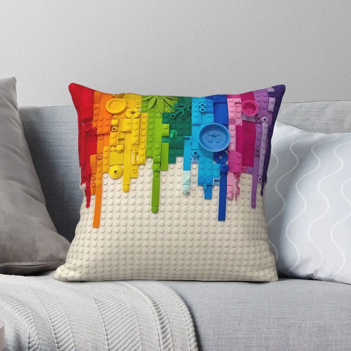 Rainbow Drip Square Pillowcase Polyester Linen Velvet Pattern Zip Decor Throw Pillow Case Home Cushion Cover