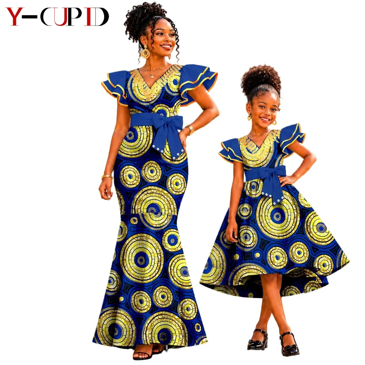 african-ruffles-sleeve-mermaid-print-long-dresses-for-women-girls-dashiki-mother-daughter-outfits-vestidos-family-clothes-26f013