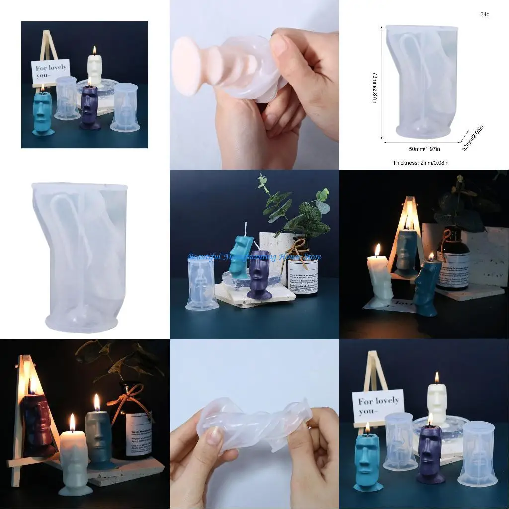 

E56A Abstract Human Face for Head Epoxy Resin Mold Soap Plaster Silicone Mould DIY Crafts Handmade Home Decoration