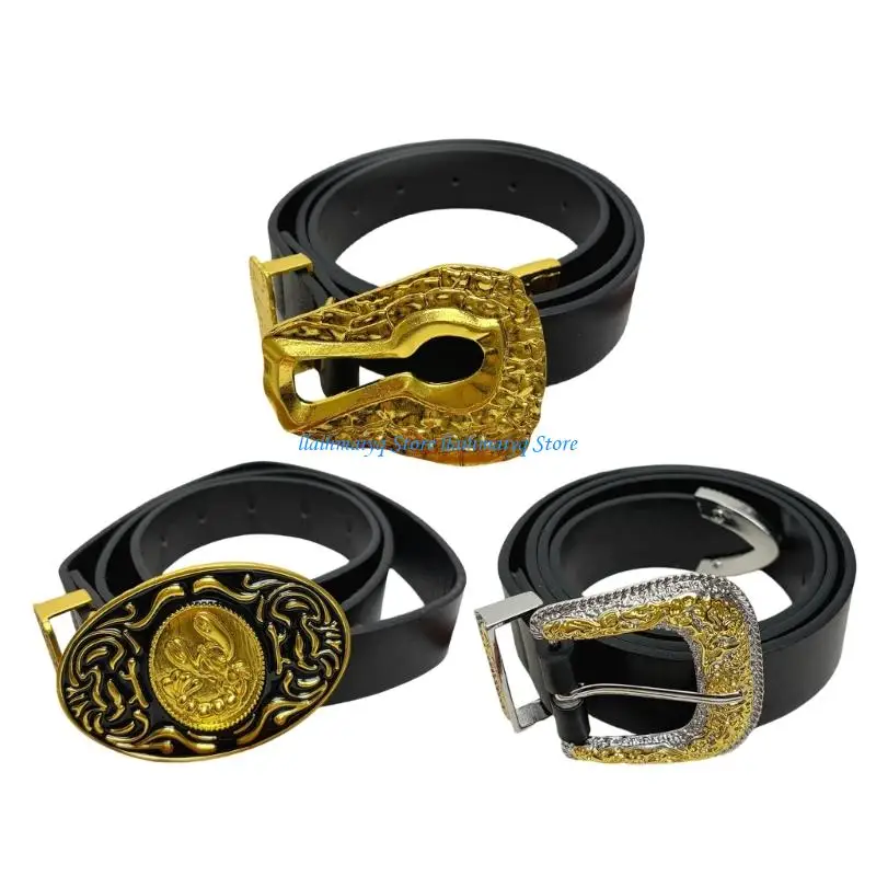 573B Retro Fashion Belt With Unique Keyhole Design And Alloyed Clasp For Men Women