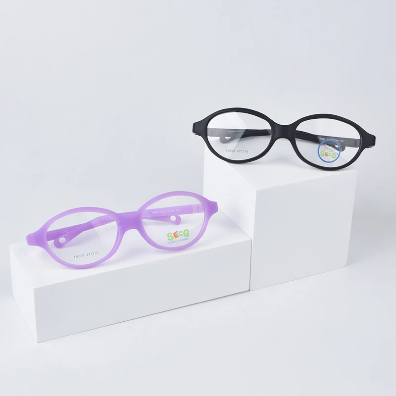 SECG Optical Myopia Oval Round Children Glasses Frame Plastic Glasses for Sight Children Correction Soft Kids Eyewear Frame