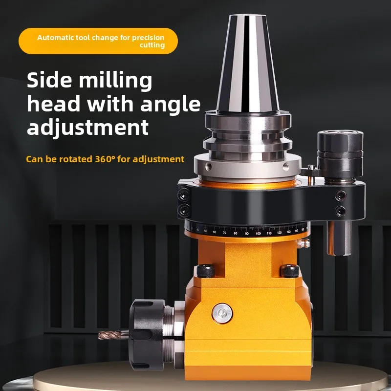 BT30/BT40/BT50 90° Right Angle Milling Head – Steel Housing Anti-Vibration Side Mill Head for Machining Center, ER Collet