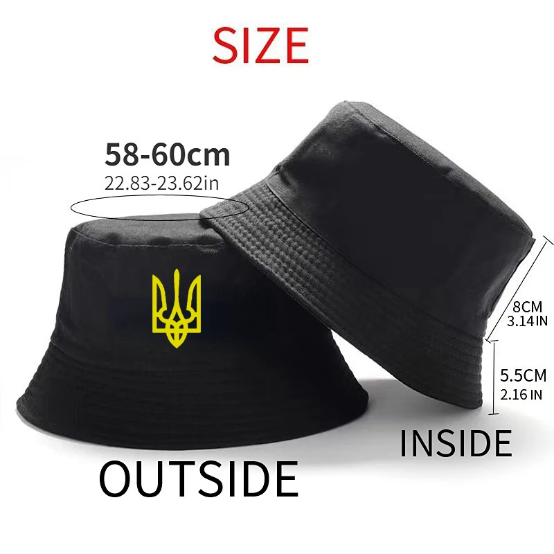 New National Emblem Ukraine Bucket Hats Fashion Cool Tryzub Summer Outdoor Sunscreen Fisherman Hat MZ-173 Pot Cap Bob Wholesale