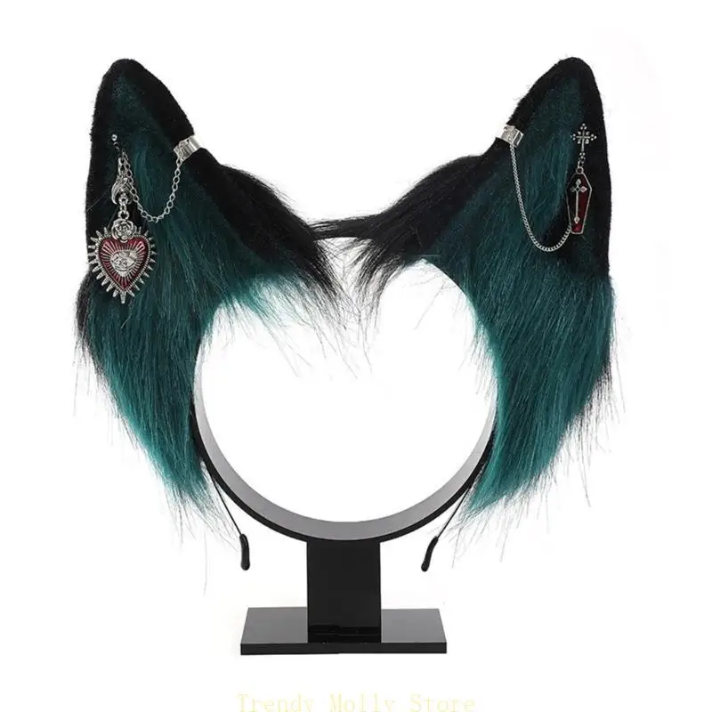 

N5KB Furry Ear Hairhoop Girl Role Play Party Props Headband Cosplay Costume Headpiece