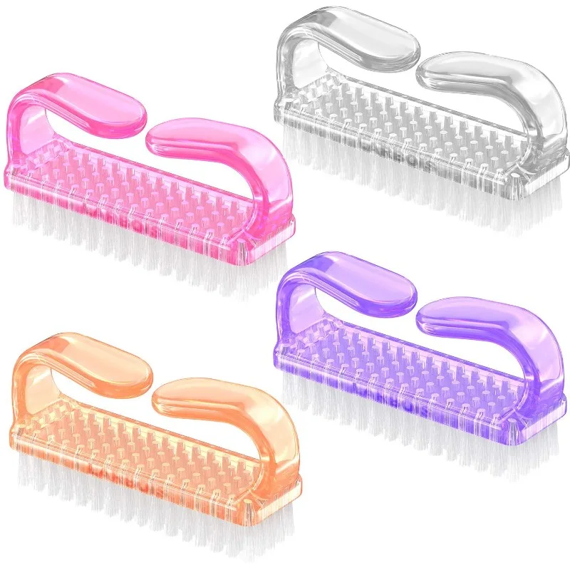 4pcs Handle Grip Nail Brush Plastic Hand Fingernail Brush Cleaner Scrubbing Kit Pedicure for Toes and Nails Tool