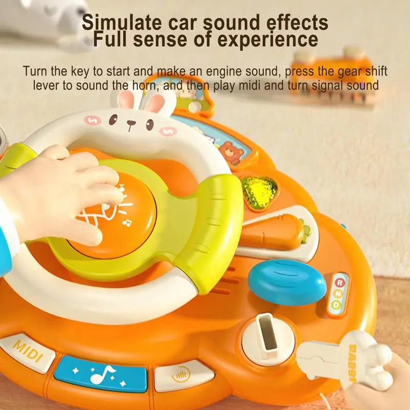 Jouet de volant pour enfants avec lumière et musique, simulation de dessin animé, conduite, jeu de copilote de voiture, jouets pour bébé