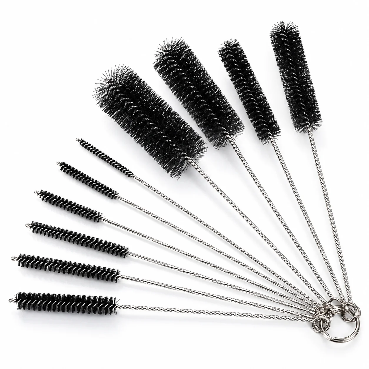 10pcs/set Nylon Tube Brush Long Straw Brush for Bottle Cup Keyboard Cleaning Brushes Multi-Functional Cleaner Tools with Hook