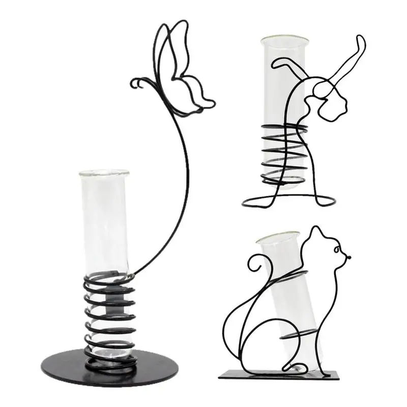 

Metal Frame Test Tubes Vases Abstract Style Unique Shape Great For DIY Crafting Home Decor For Hydroponic Plants Desktop Etc