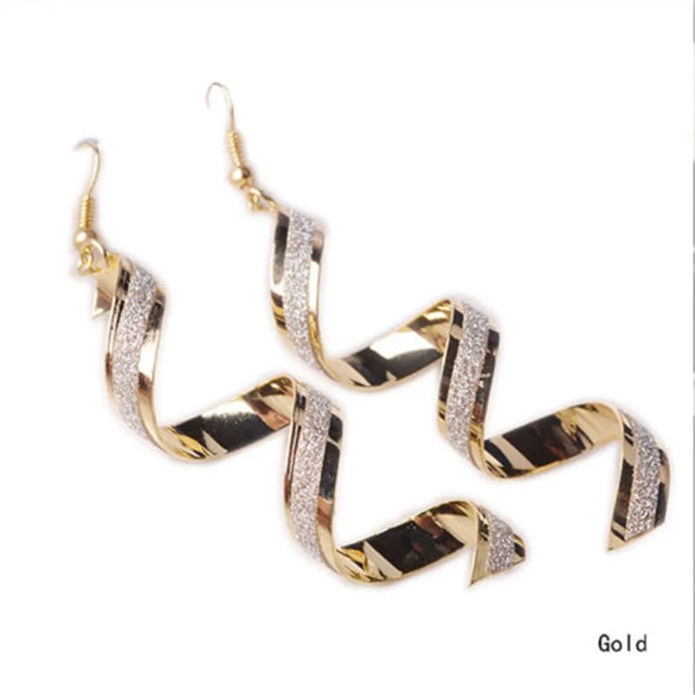 1pair Women\'S Twist Spiral Dangle Charm Fall Earrings Jewelry Stainless Steel Long Peculiar Earrings 2024 Daily Trending Jewelry