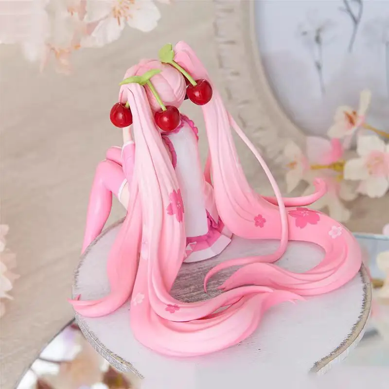 New Hatsune Miku Anime Figures Pink Dress PVC Model Action Toys Cherry Pink Cherry Blossom Decoration Collect Fans Gifts