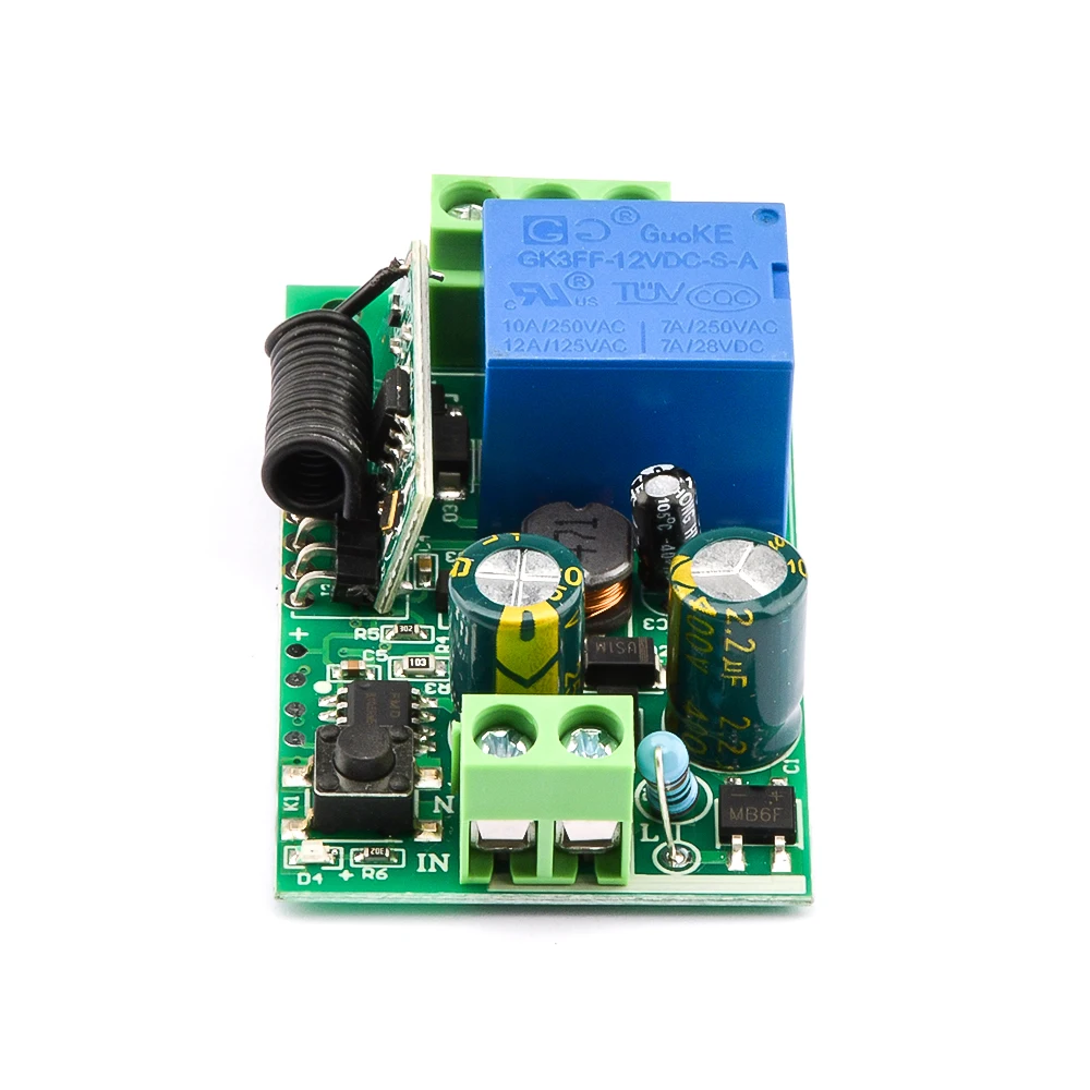 Dc220v 433mhz interruptor de controle remoto sem fio rf aprendizagem módulo de controle sem fio dc módulo de recepção de relé