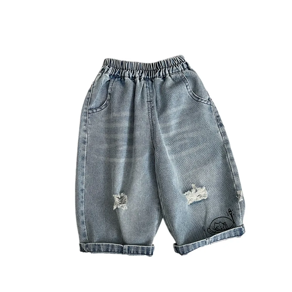 Boys Biker Style Set Spring Autumn Stand Collar Color Block Racing Jacket Ripped Jeans Kids Baby Boy Outfit 73-120cm 6