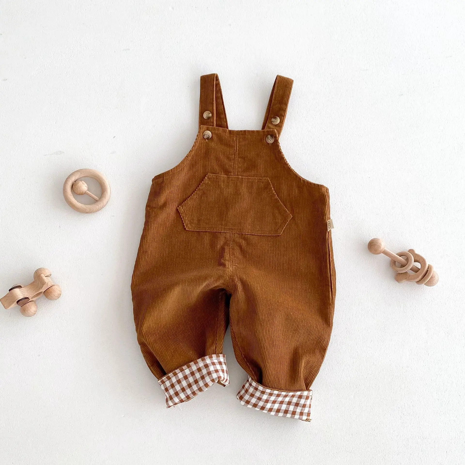 2024 New Autumn Boys Corduroy Overalls Solid Color Toddler Kids Suspenders Trousers Children Long Pants Casual Clothes