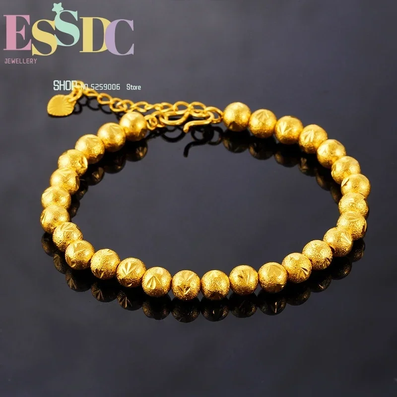 Women's Brass Jewelry Simulation  Fashion Transfer Luck Beads  Lady Sand Gold Chain Bracelet Accessories Wholesale
