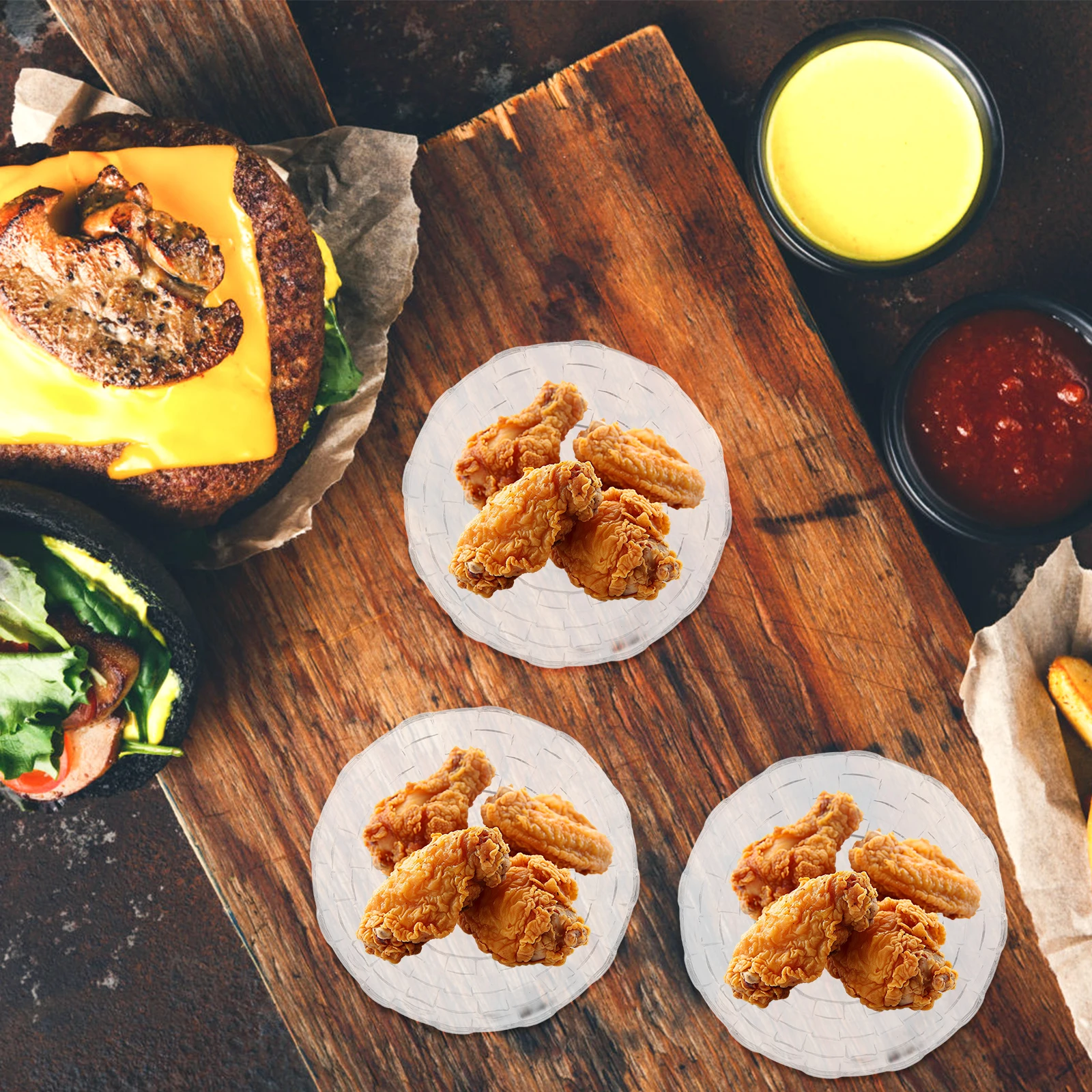 

4Pcs Glass Snack Plate Transparent Round Serving Dishes for Ktv Bar Appetizers Fruits Desserts Multi-Use Sturdy Food Tray