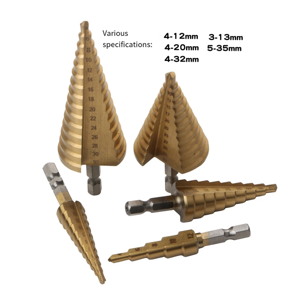 Step Drill Bit Set, Automatic Center Punch, Shaped Split Tip, W/Aluminum Case, Step Bits For Metal 5PCS