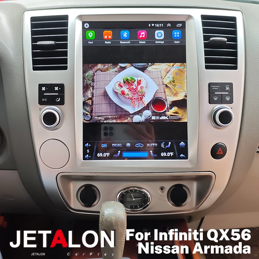 أندرويد 15 لنيسان أرمادا إنفينيتي QX56 QX 56 2008-2015 سيارة مشغل وسائط متعددة نظام تحديد المواقع راديو ستيريو بالسيارة استقبال 8-Core CarPlay