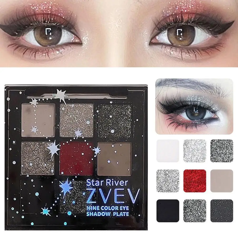 9 farben Lidschatten-palette Rose Rosa Nude Braun Low Glitter Pearly Augen Make-Up Lang anhaltende Sättigung Lidschatten Matte W6E3