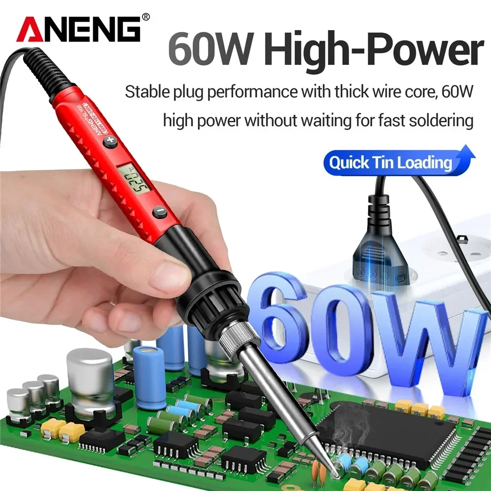 ANENG SL105 Digital Electric Soldering Irons Kit 60W Adjustable Temperature 180-520℃ Constant Display Smart Welding Repair Tools