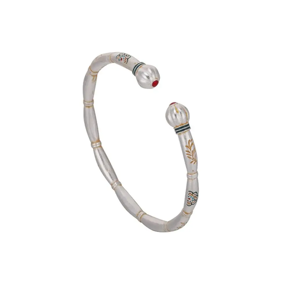 الصينية رسمت الذهب المرأة المينا اللون سوار الصلبة الكنز المرحلة زهرة سلوب اليقطين افتتاح أساور الأبيض النحاس مطلي