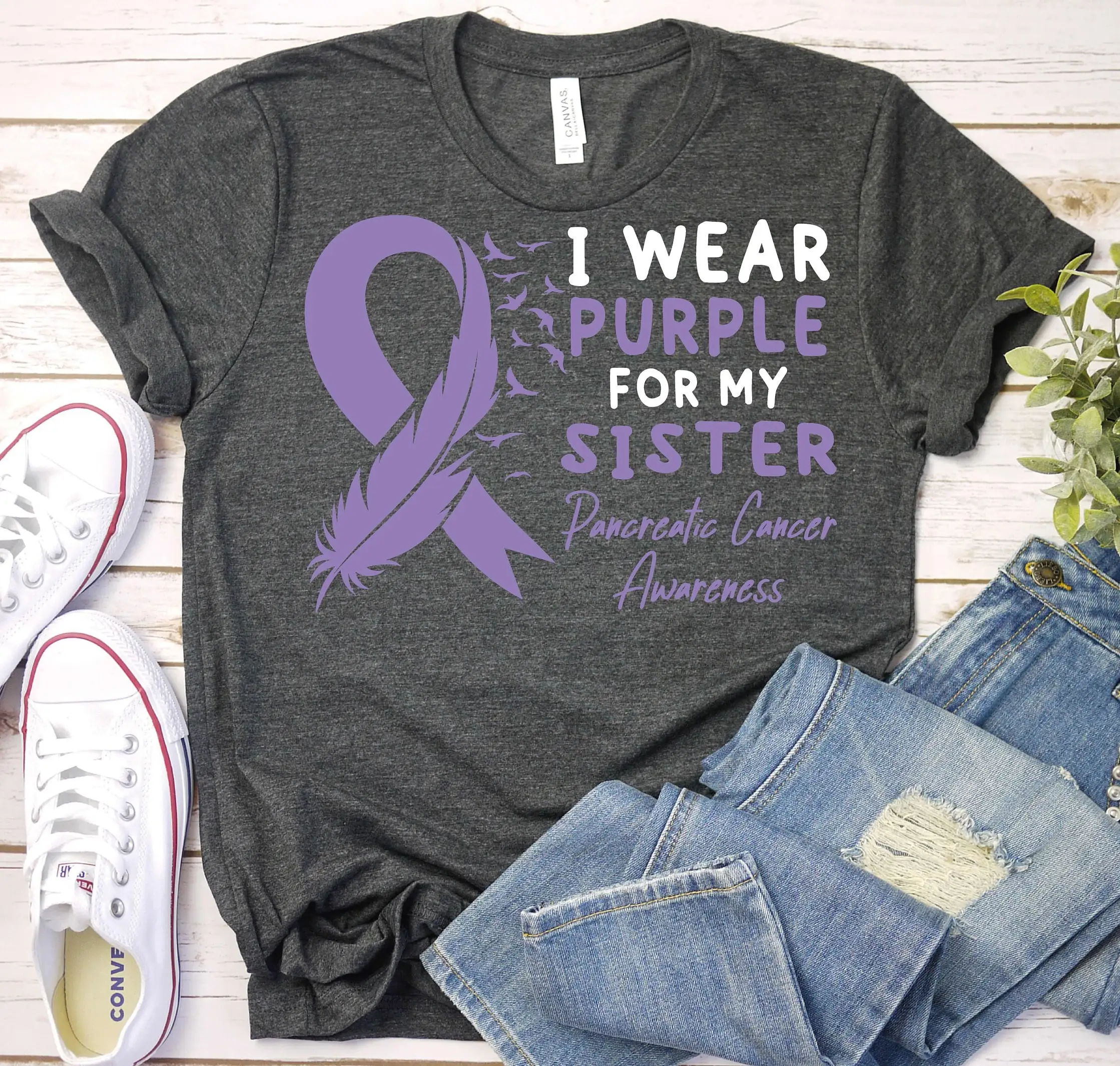 Pancreatic Cancer T Shirt Awareness Support Sister Survivor Chemo