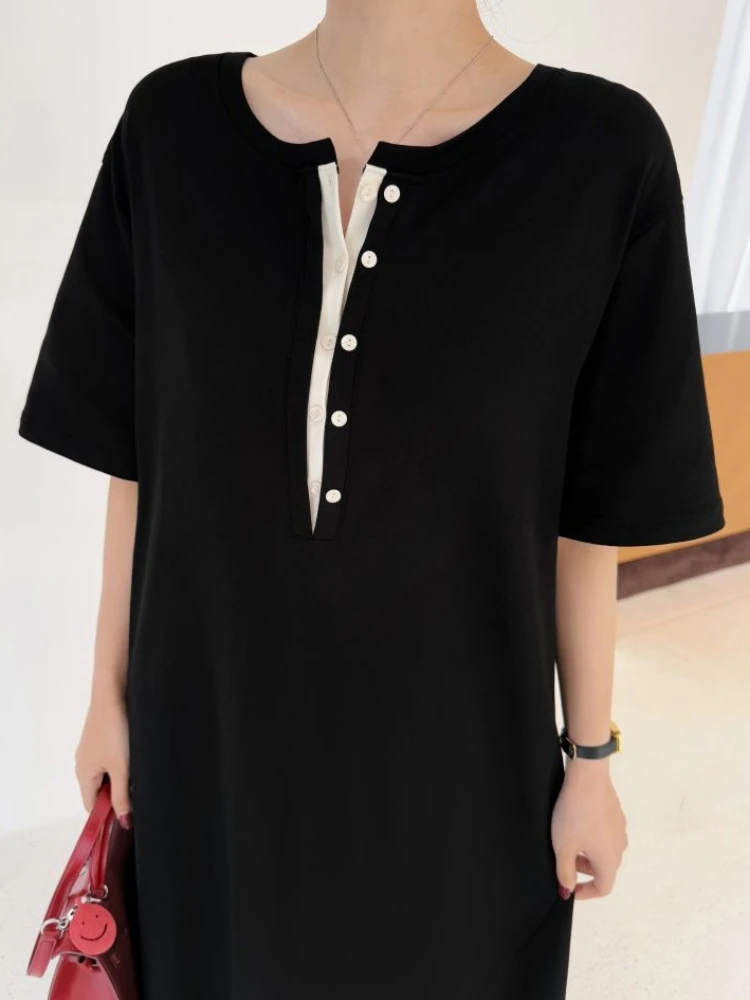 夏ルーズ Tシャツプラスサイズ 2 フェイクロングドレスローブ Elbise 半袖韓国スタイルの女性の A ラインカジュアルミディドレス