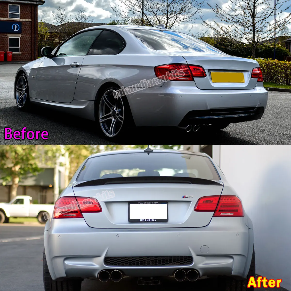 شفة سبويلر خلفية لسيارة BMW 3-Series 328i 335i M3 E92 كوبيه 2007-2013 أجنحة الذيل الخلفي باللون الأسود اللامع Magickit