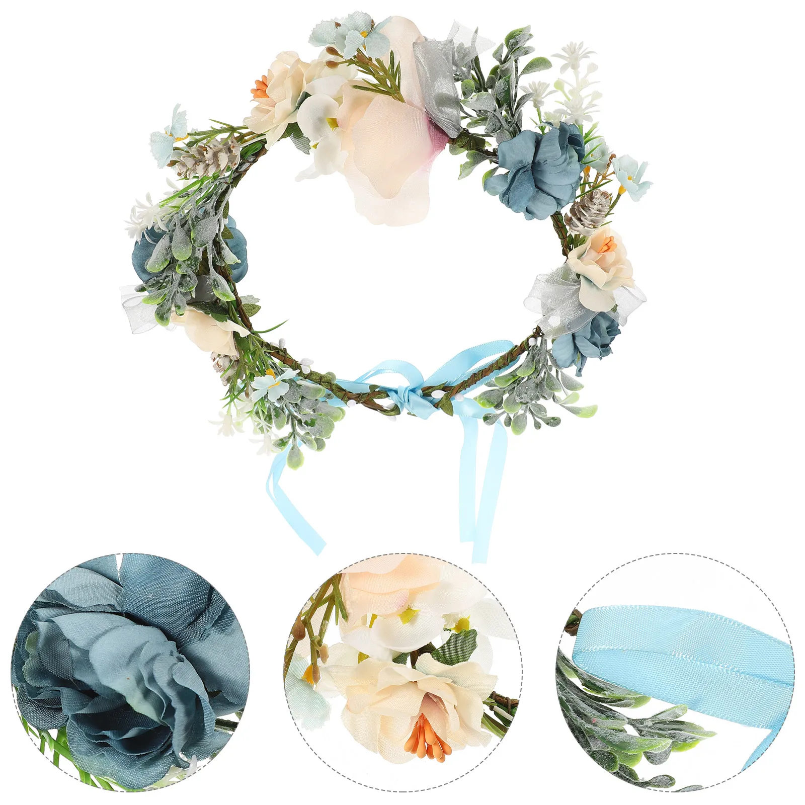 

Dog Wedding Floral Crown Dog Floral Collar for Wedding Photo Prop Artificial Flowers Adjustable Ribbon Pet Collar