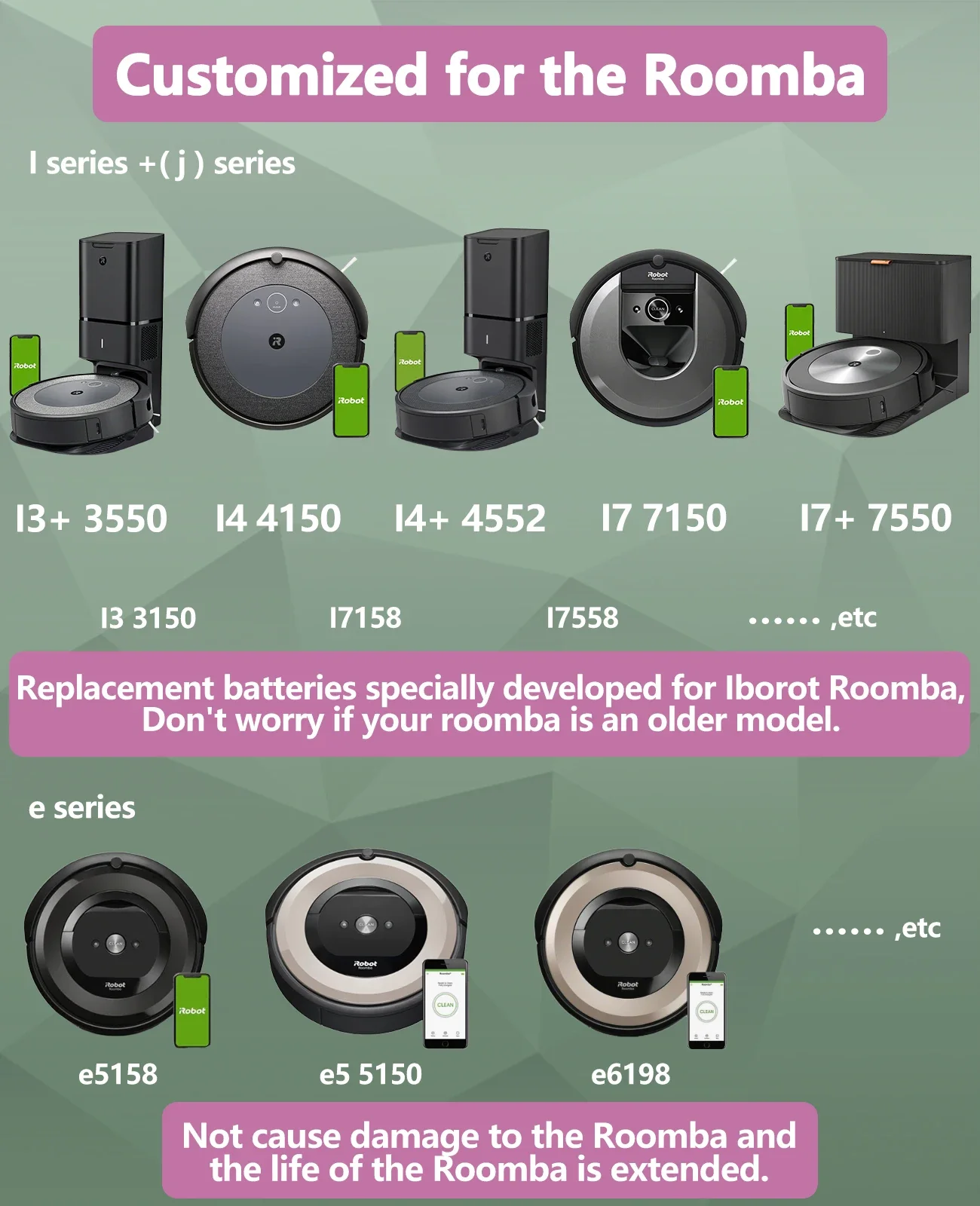 Akumulator do iRobot Roomba i7 14.4V 5000mAh, zamiennik do i3 i4 i6 i7 i8 J7 E5 E6 i7+ serii ABL-D1, bateria do odkurzacza — zdjęcie produktu 3