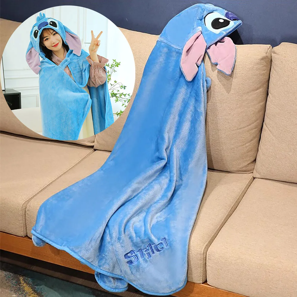 

Stitch Genuine Cartoon Plush Shawl Soft Stuffed Conditioning Blankets Kawaii Anime Pillow Cushions Office Sofa Nap Blanket Gifts