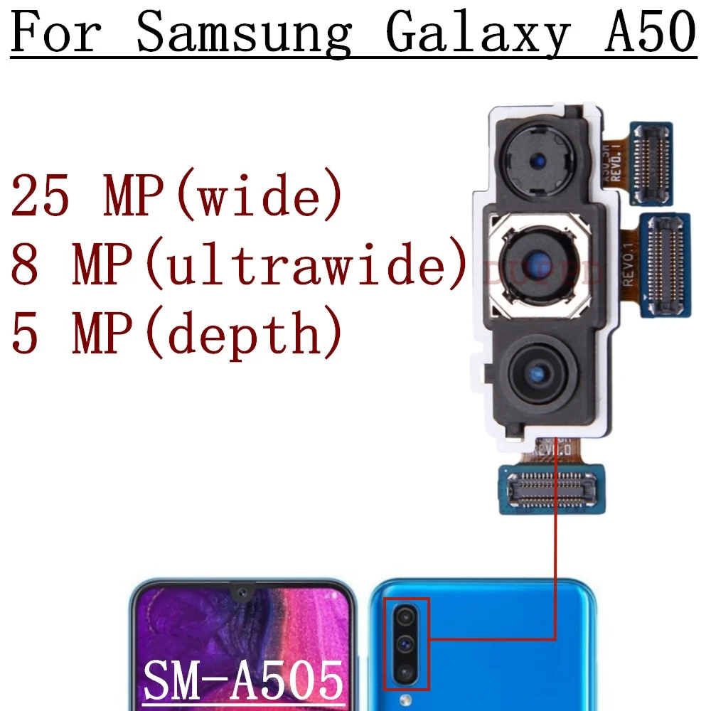 Rear Camera For Samsung Galaxy A50 A505F A505U A505G A505N Front Selfie Small Frontal Back Main Camera Module Flex