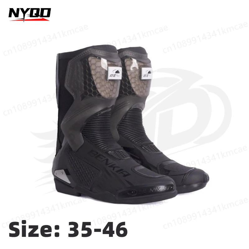 BENKIA PC708T Motorcycle Racing Boots Motocross Off-Road Track Shoes Waterproof Breathable Riding Footwear Touring All Season