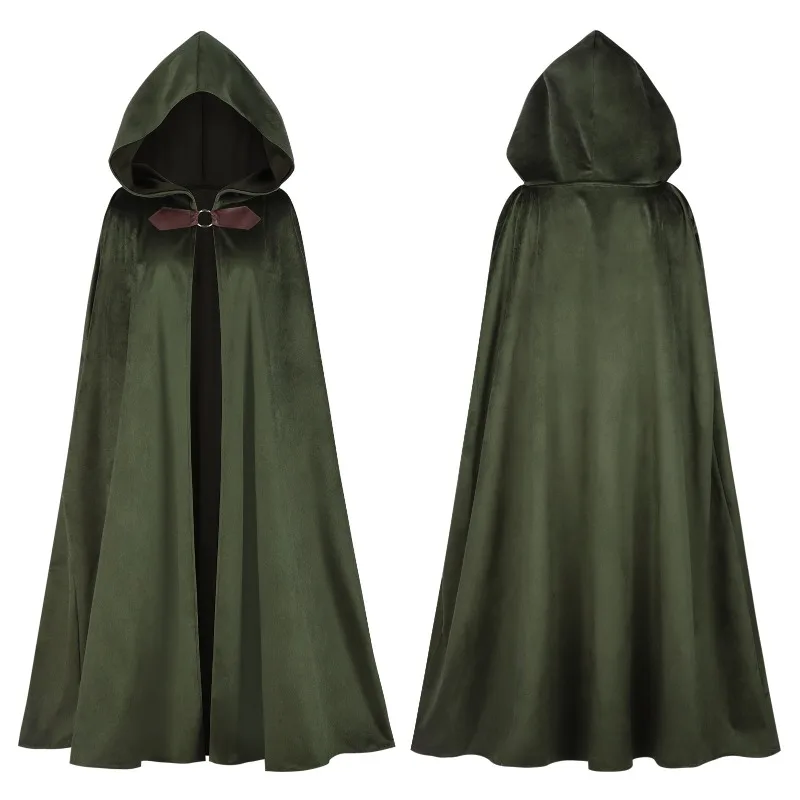 

Хэллоуин вечерние шоу костюм плащ мужской средневековый ретро плащ плащ с капюшоном замшевый плащ волшебника