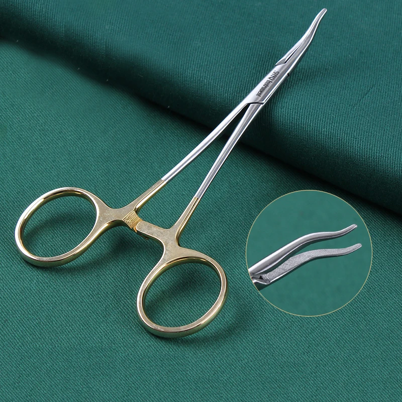 Golden Handle Nose Needle Holding Pliers Needle Clipping Device Nose Plastic Instrument Stainless Steel 12.5cm Needle Holder