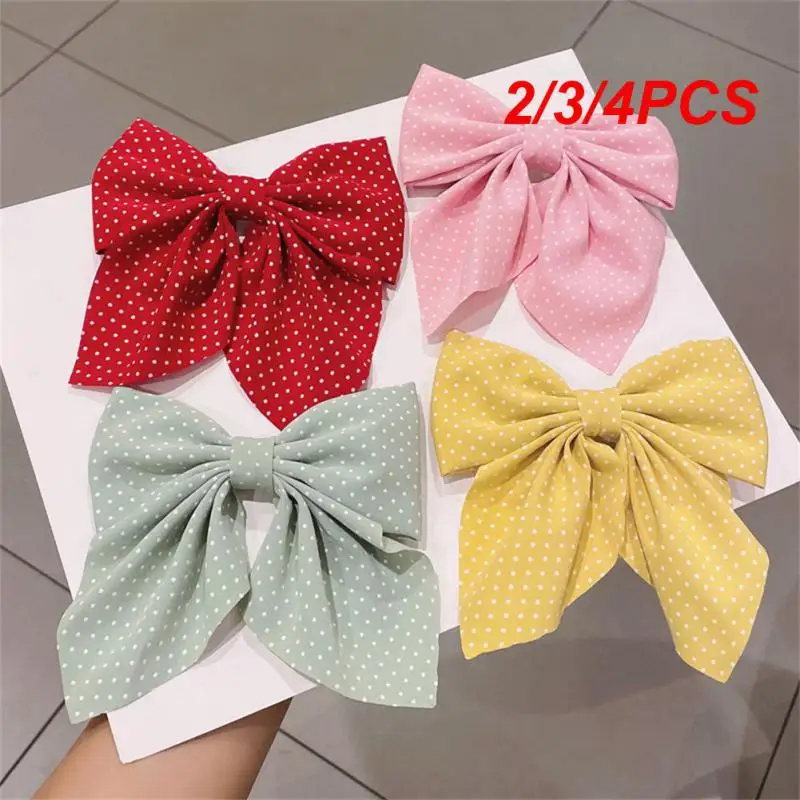 

2/3/4PCS Wave Point Bow Handmade Kids Hairgrips Super Fairy Headdress Headwear Hairpin Ponytail Hairpin Sequins Hair Bows Clips