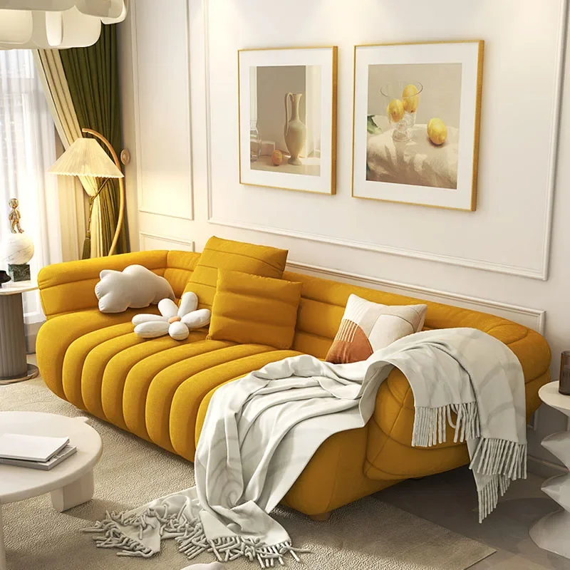 

Nordic Lazy Love Seat Sofa Yellow Reading Large Comfort High Quality In Stock Couch Small Family Handrail Canape Salon Furniture