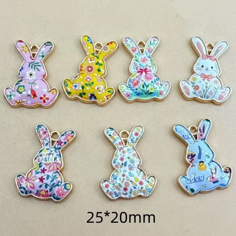 10pcs Cartoon Rabbit Small Pendant Charms, Lovely Decorative Findings for DIY Jewelry Craft