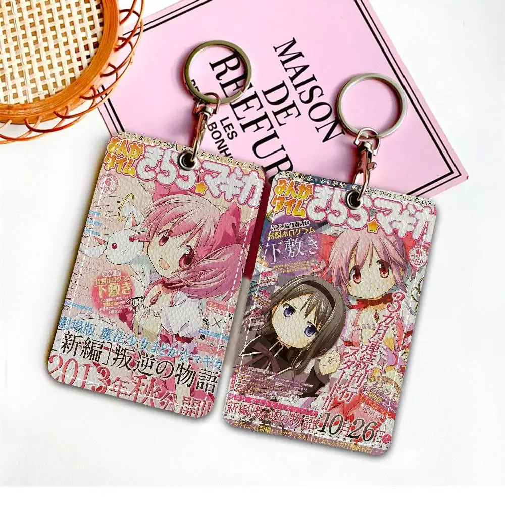 Puella Magi Madoka Magica حامل بطاقة مناسبة للبنك الأعمال حامل بطاقة العمل بطاقة الهوية الائتمانية شارة حقيبة حامل المفاتيح #1