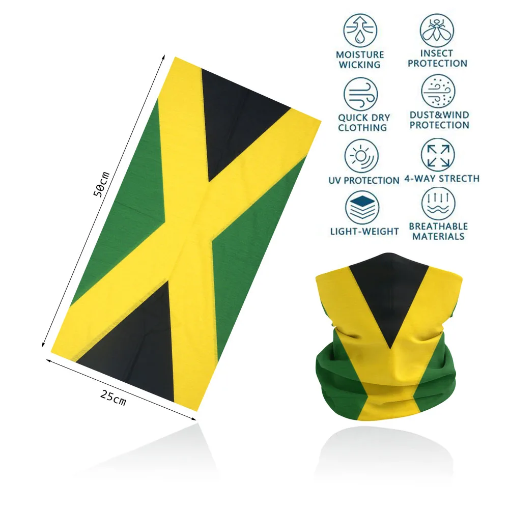 Jamaica Haiti Colombia Mexico Flag Pattern Bandana Women Hiking Neck Gaiter Caribbean National Flag UV Protection Face Shield