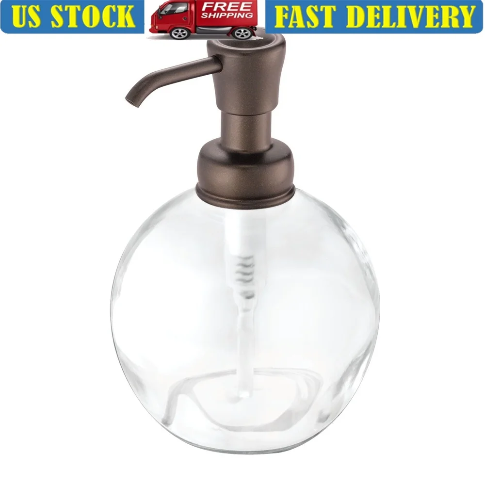 

Eco-Friendly Bronze Glass Soap Pump Refillable Dispenser Ideal Kitchen Bathroom Lotion Liquid Soap Rustic Durable Design