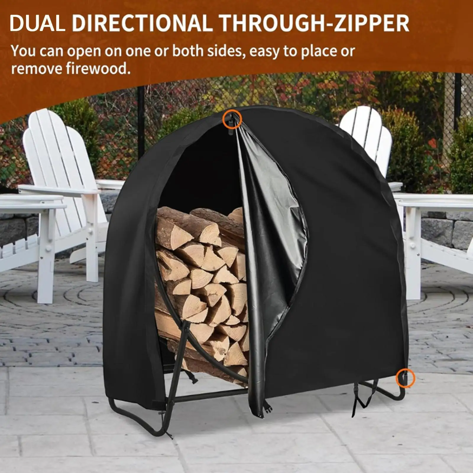 

Log Rack Cover Sun Protection Waterproof Easy to Install Firewood Hoop Cover