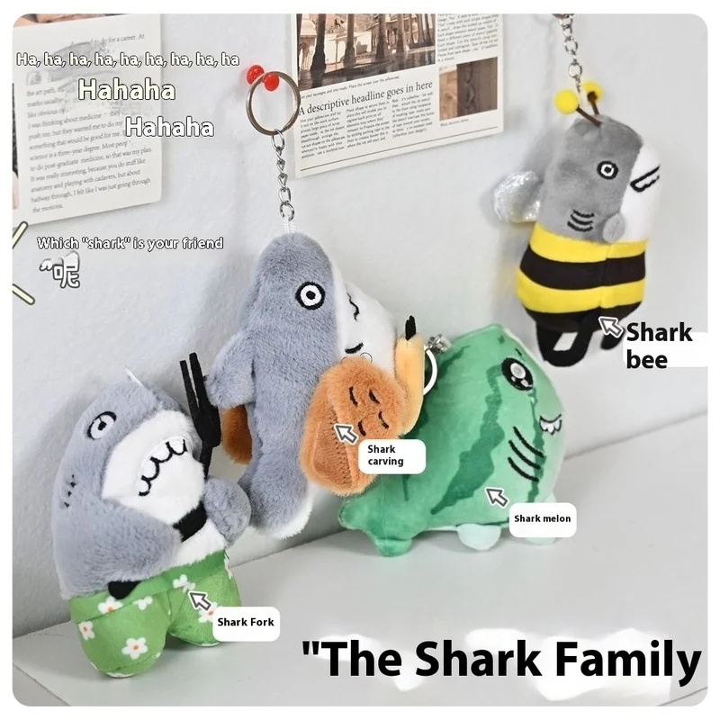

Мини-акула, плюшевая игрушка, сумка, подвеска, брелок, пушистая кукла-животное, скульптура, модный декоративный аксессуар, дизайн пчелы, мягкая игрушка