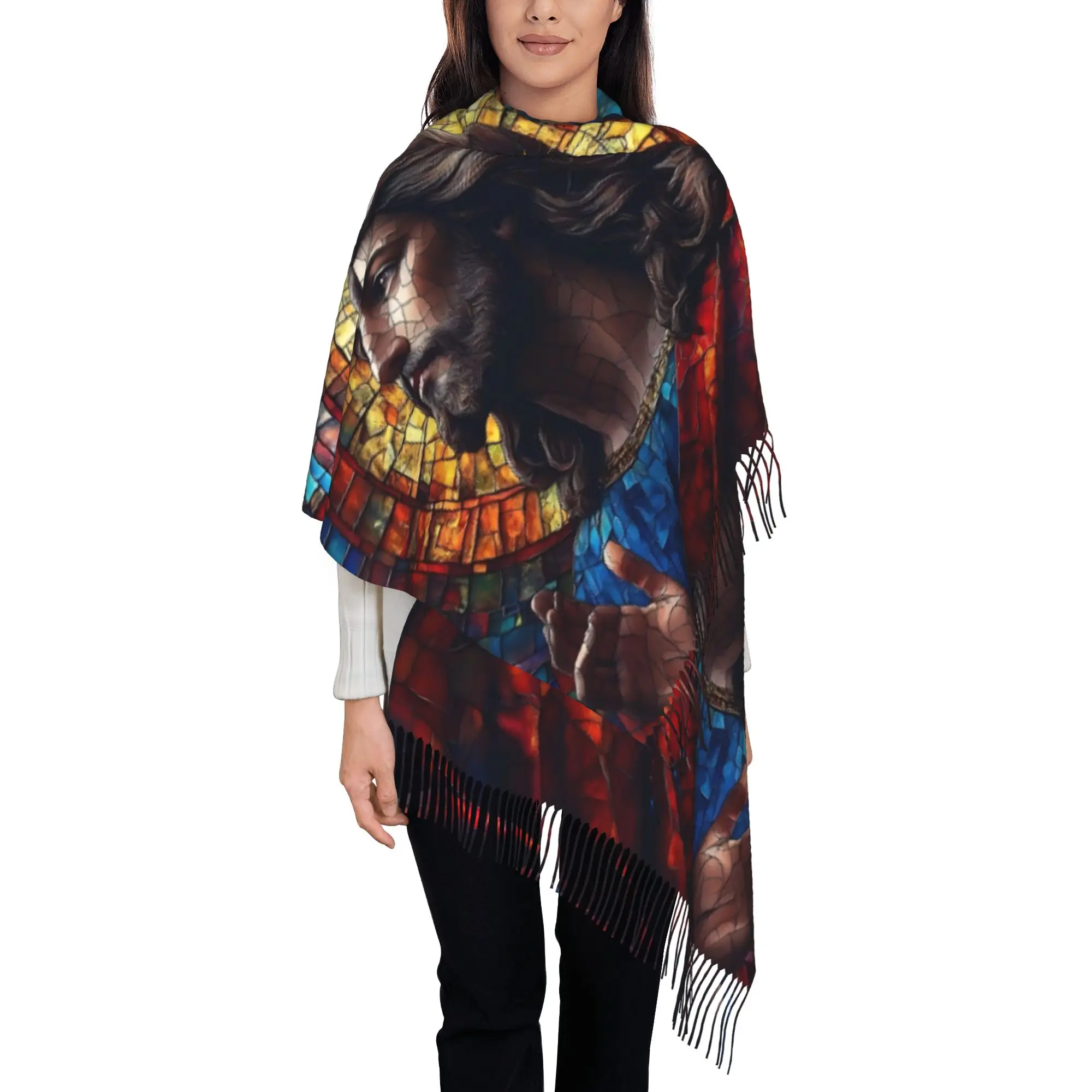 1 PC Jesus Christ Religious Pattern Autumn Scarf Women Winter Pashmina Shawls Warm Blanket Wraps  Female Thick Scarves
